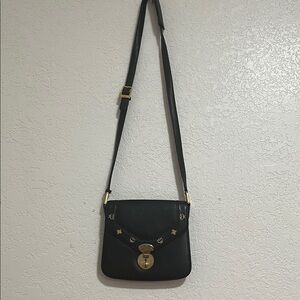 MCM Black Crossbody Bag with Gold Accents
